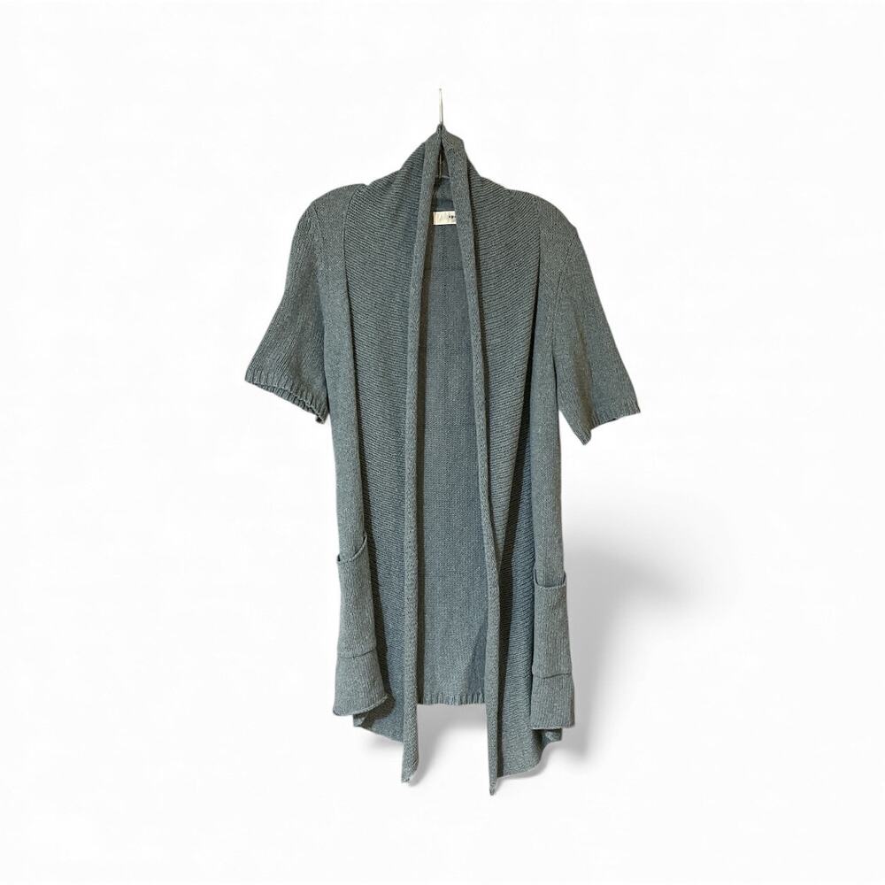 Anthropologie Sparrow Knit Open Front Pocket Cardigan Blue Small